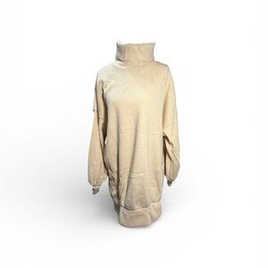 Choosy Oversized Boyfriend Sweater Medium Cream Turtleneck Balloon Sleeve Cozy